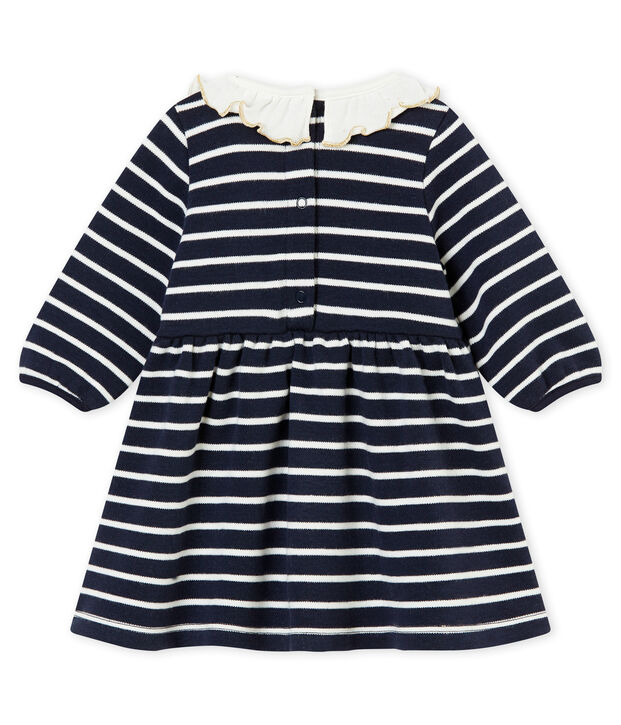 Marinegestreepte jurk voor babymeisjes blauw/wit
