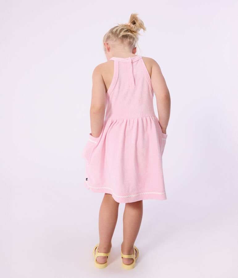 Robe sans manches enfant en coton uni rose