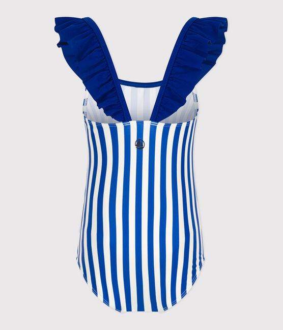 Maillot de bain une pièce enfant à rayures bleu SURF/blanc MARSHMALLOW