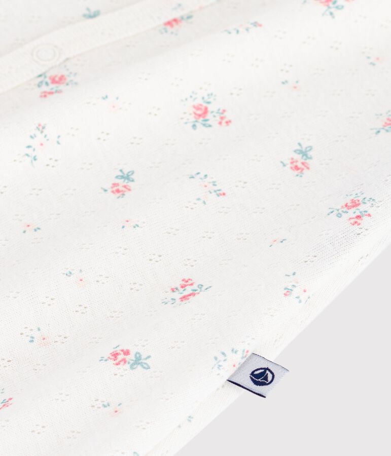 Combinaison courte b&eacute;b&eacute; en coton fleuri blanc/multicouleur