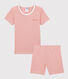 Pyjacourt milleraies rose petite fille en coton biologique