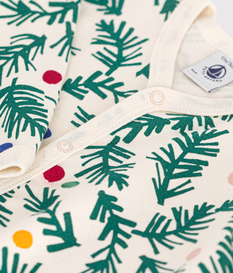 Pyjama sans pieds imprim&eacute; en coton b&eacute;b&eacute; &eacute;cru/rouge