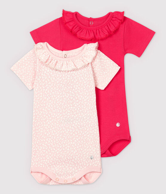 Set van 2 katoenen rompertjes voor babymeisjes met kraag variante 1