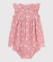 Babyjurkje van luchtig katoen met bloomer en bloemenprint roze CHARME/wit MARSHMALLOW