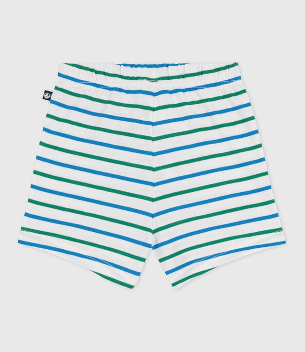 Tweekleurige gestreepte babyshort van katoen wit/multicouleur