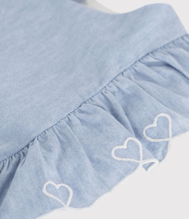 Robe sans manches enfant en coton bleu