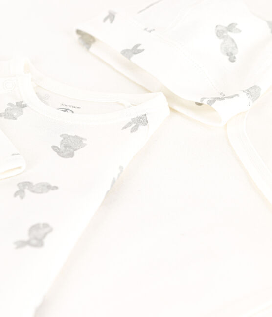 Lot 3 pièces en coton bébé blanc MARSHMALLOW/gris GRIS