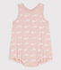 Korte playsuit van katoen met roze walvissen voor baby's