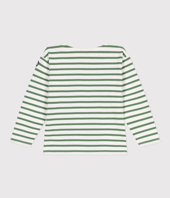 Uniseks katoenen marineshirt met lange mouwen voor kinderen groen MARSHMALLOW/ PALMERAIE