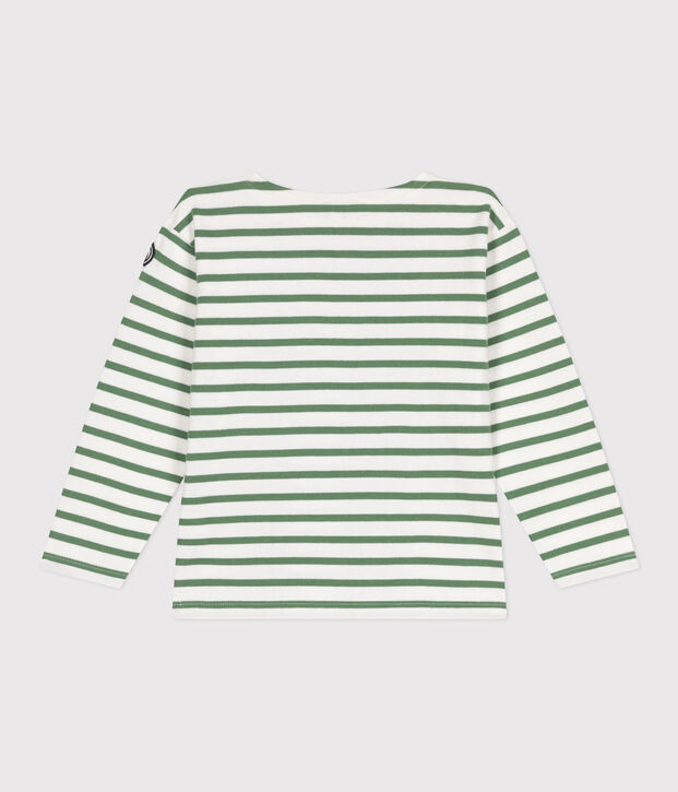 Uniseks katoenen marineshirt met lange mouwen voor kinderen groen/groen