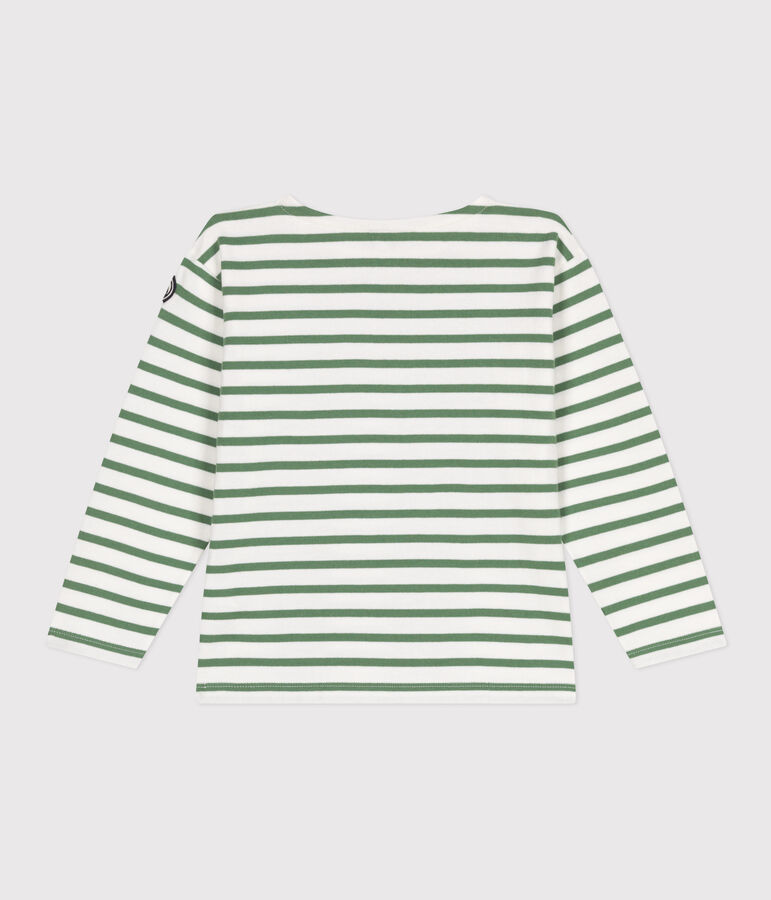 Marini&egrave;re enfant mixte en coton manches longues blanc/vert