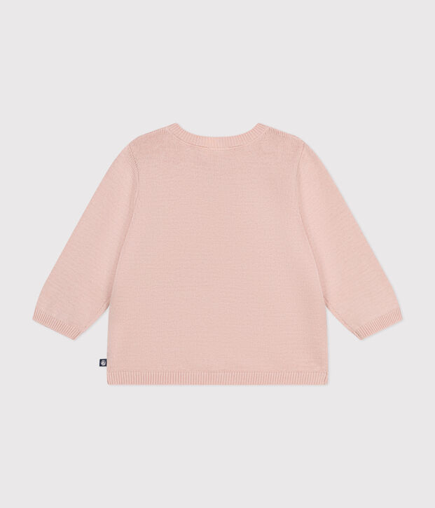 Gebreide babycardigan van ajourkatoen roze