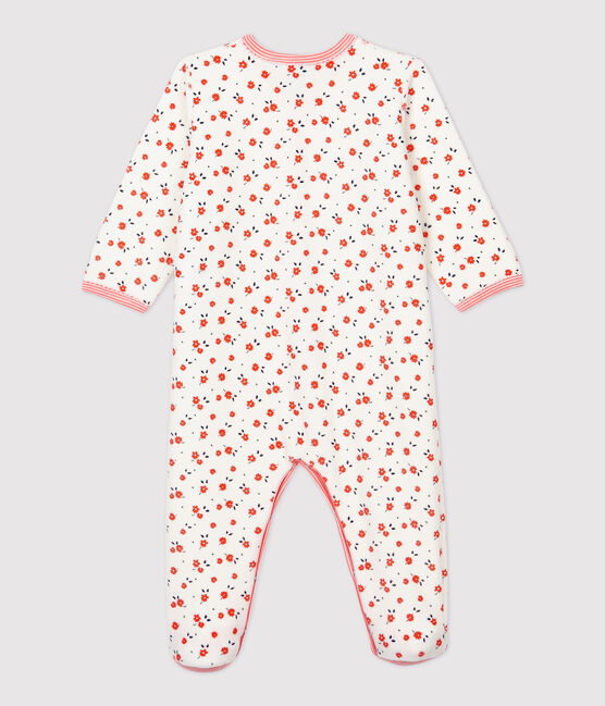 Fluwelen slaappakje met bloemenprint wit MARSHMALLOW/wit MULTICO