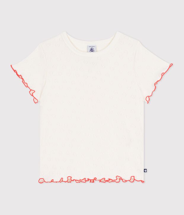 Tee-shirt enfant manches courtes en coton blanc cass&eacute;