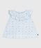 Blouse bébé en popeline de coton sans manches, imprimé fleurs bleu FRAICHEUR/blanc MULTICO