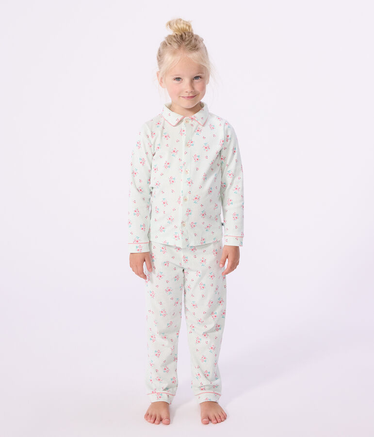 Katoenen geknoopte pyjama met print voor kinderen wit/blauw/multicouleur