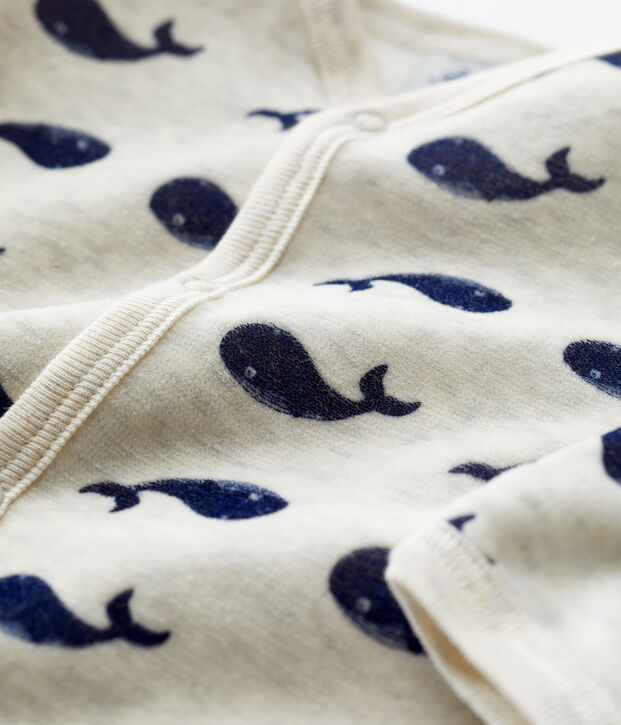 Babypyjama in fluweel. beige/blauw