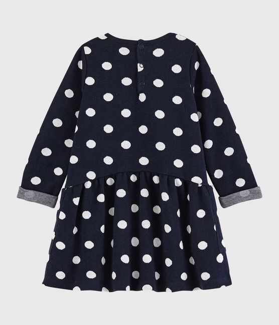 Robe manches longues bébé fille bleu SMOKING/blanc MARSHMALLOW