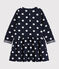 Robe manches longues bébé fille bleu SMOKING/blanc MARSHMALLOW