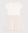 Kinderjurk van katoen en tule met korte mouw wit MARSHMALLOW/roze COPPER
