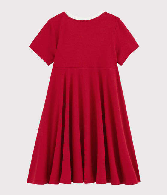 Jersey jurk met korte mouwen voor meisjes rood TERKUIT