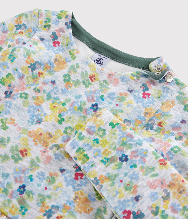 Robe manches longues en double jersey enfant fille gris/multicouleur