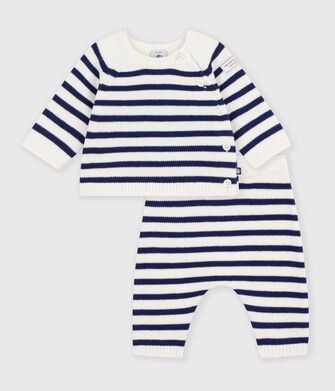Ensemble b&eacute;b&eacute; en tricot &agrave; rayures