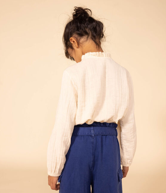 Blouse in biokatoenen materiaal voor meisjes ecru AVALANCHE