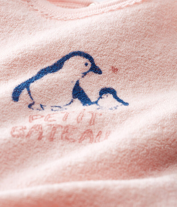 Slaappakje babymeisje van extra warme geruwde boucl&eacute;badstof roze