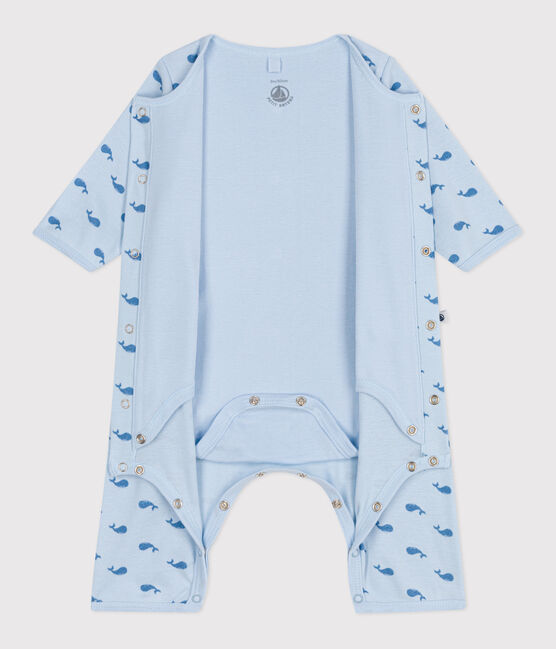 Katoenen bodypyjama zonder voetjes voor baby's met walvisprint blauw TOUDOU/ ALASKA