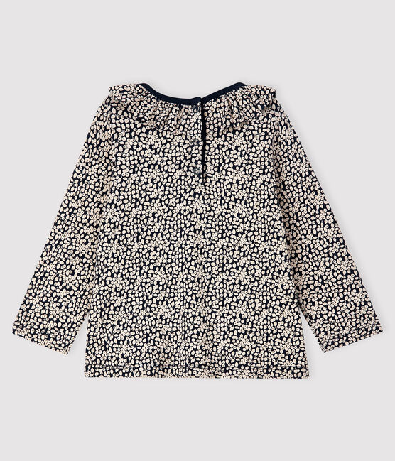 Blouse met lange mouwen babymeisje blauw SMOKING/wit MARSHMALLOW