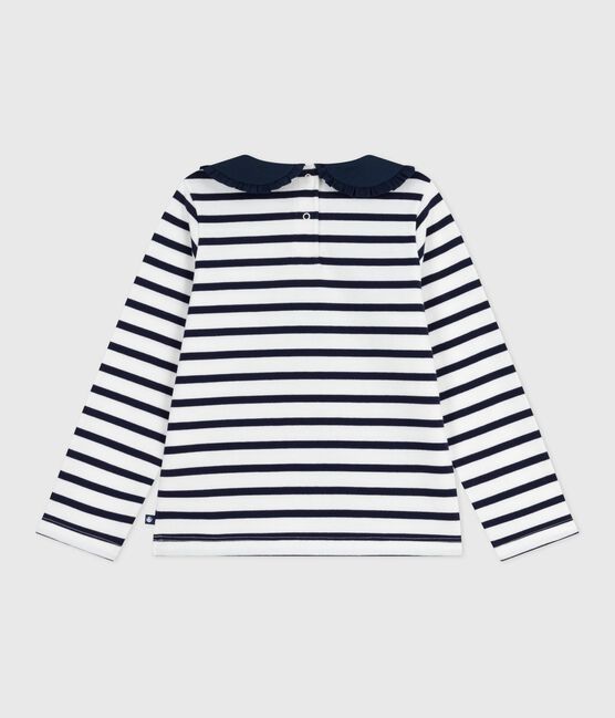Katoenen marinetruitje voor kinderen wit MARSHMALLOW/blauw SMOKING