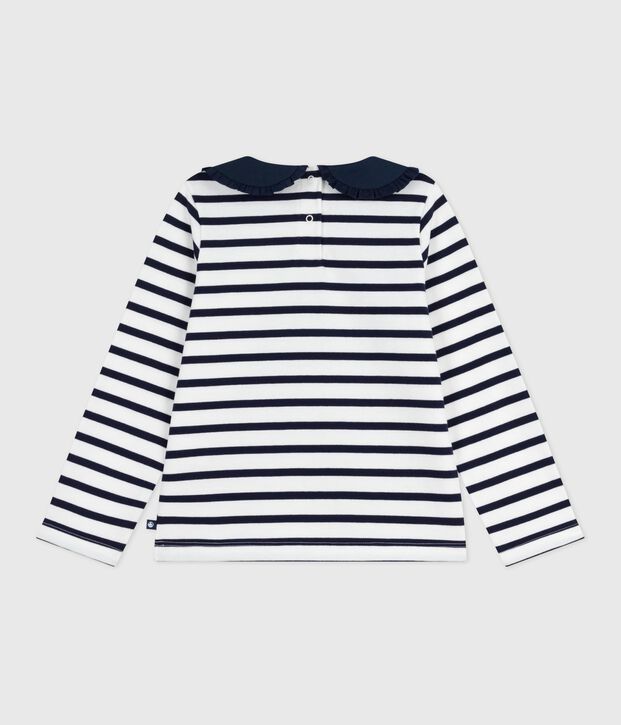 Katoenen marinetruitje voor kinderen wit/blauw