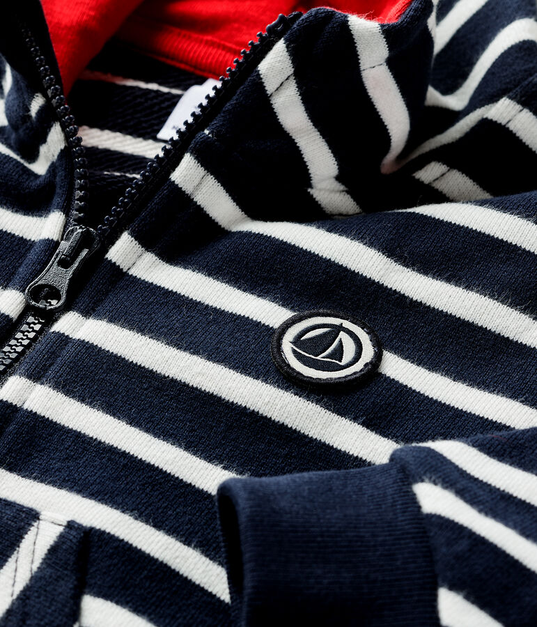 Sweatshirt met capuchon babyjongen blauw SMOKING/wit MARSHMALLOW