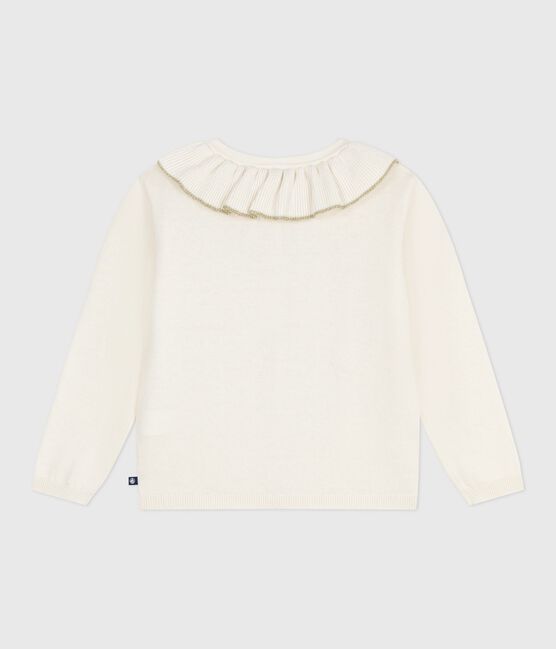 Effen cardigan van katoenen en wol voor kinderen wit MARSHMALLOW/grijs ARGENT