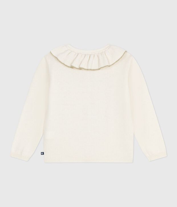 Effen cardigan van katoenen en wol voor kinderen wit/grijs