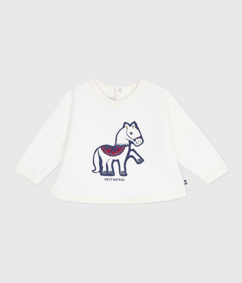 Sweatshirt b&eacute;b&eacute; en coton doux et chaud &eacute;cru/multicouleur