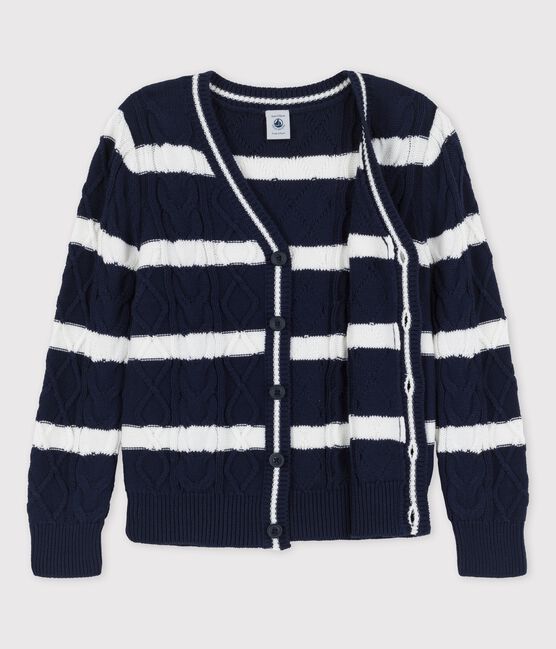 Cardigan en coton enfant garçon bleu SMOKING/blanc MARSHMALLOW