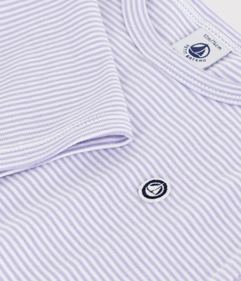 Gestreept T-shirt met lange mouwen in katoen voor baby's wit SQUAW/ MARSHMALLOW