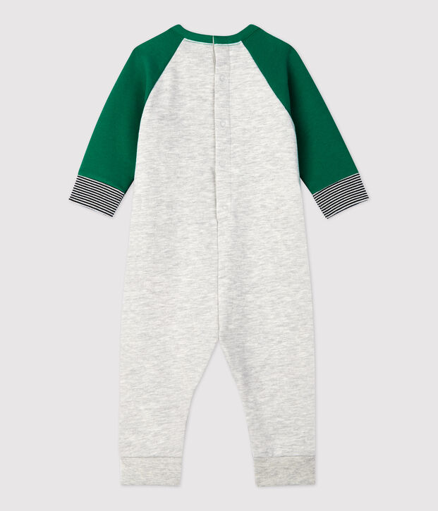 Jumpsuit baby van molton. grijs/groen