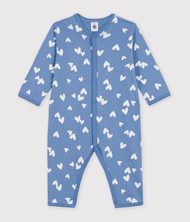 Pyjama b&eacute;b&eacute; en coton sans pieds imprim&eacute; c&oelig;urs blauw/wit