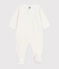 Pyjama bébé en velours imprimé petits cœurs blanc MARSHMALLOW/blanc MISTIGRI