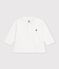 Effen katoenen babypolo met lange mouwen wit