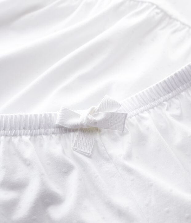 Pyjacourt blanc fille-femme en coton fin blanc