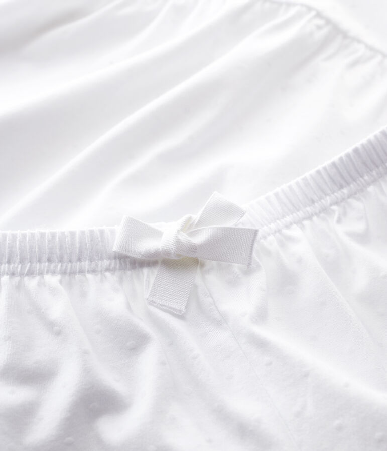 Witte fijne katoenen pyjacourt meisjes - dames wit