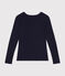 Dames-T-shirt L'Iconique met lange mouwen in effen ribstof voor dames blauw SMOKING