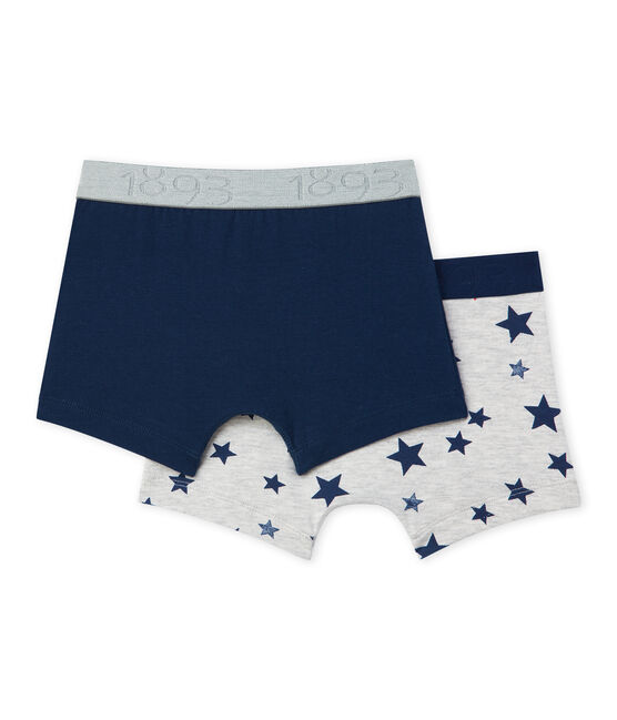 Lot de 2 boxers garçon en jersey stretch imprimé + uni SPECIAL LOT 00