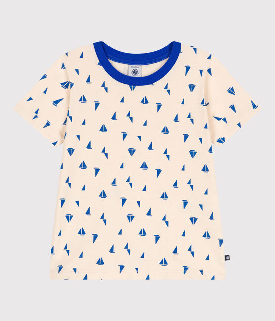 Katoenen T-shirt met korte mouwen en print voor kinderen blauw AVALANCHE/wit PERSE