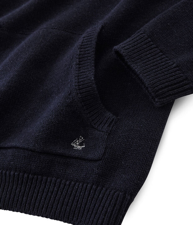 Pull tricot laine et coton enfant gar&ccedil;on bleu marine