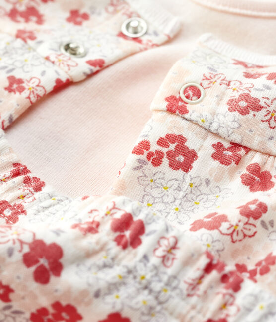 Ensemble 3 pièces rose bébé en coton biologique blanc MARSHMALLOW/blanc MULTICO